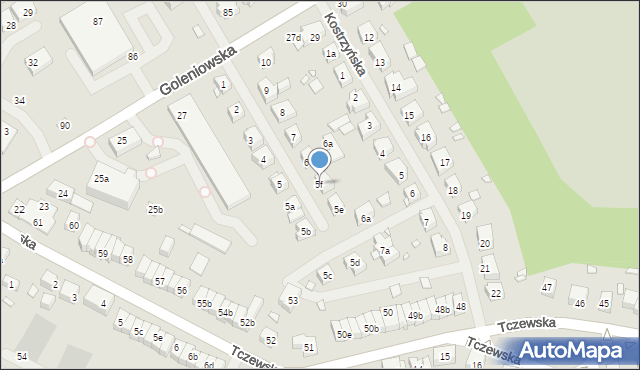 Szczecin, Kamieńska, 5f, mapa Szczecina