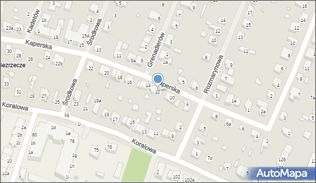 Szczecin, Kaperska, 12, mapa Szczecina