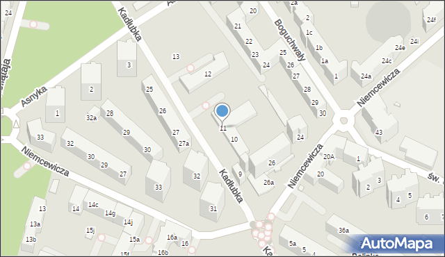 Szczecin, Kadłubka Wincentego, bp., 11, mapa Szczecina