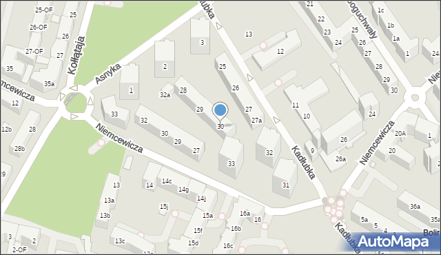 Szczecin, Kadłubka Wincentego, bp., 30, mapa Szczecina