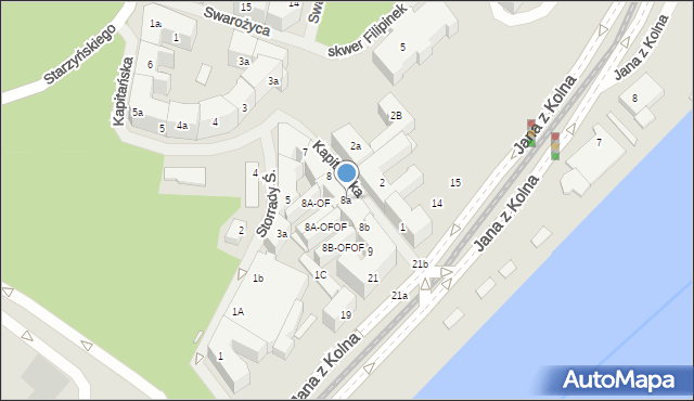 Szczecin, Kapitańska, 8a, mapa Szczecina