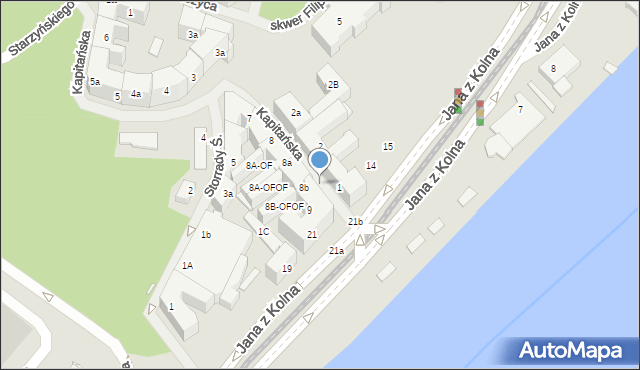 Szczecin, Kapitańska, 9a, mapa Szczecina