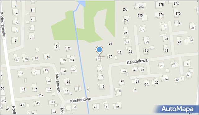 Szczecin, Kaskadowa, 11, mapa Szczecina
