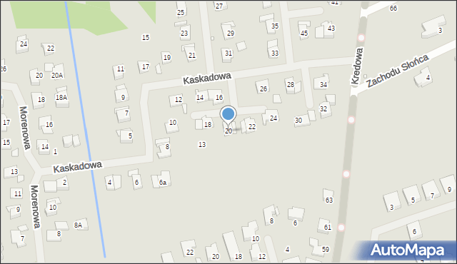 Szczecin, Kaskadowa, 20, mapa Szczecina