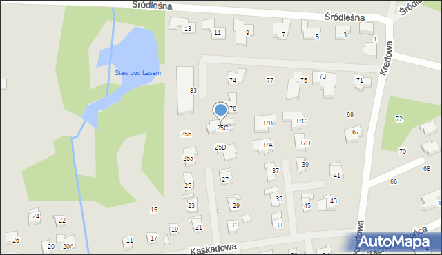 Szczecin, Kaskadowa, 25C, mapa Szczecina