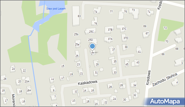 Szczecin, Kaskadowa, 27, mapa Szczecina