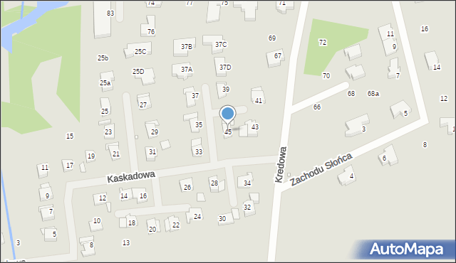 Szczecin, Kaskadowa, 45, mapa Szczecina