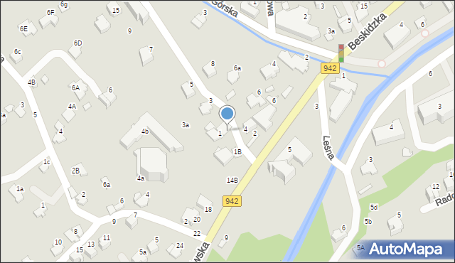 Szczyrk, Kalinowa, 1A, mapa Szczyrk