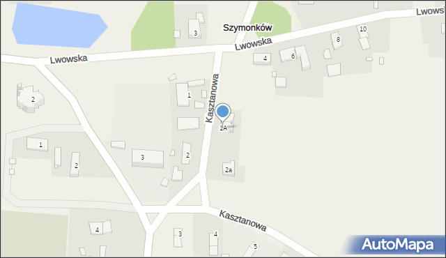 Szymonków, Kasztanowa, 1A, mapa Szymonków