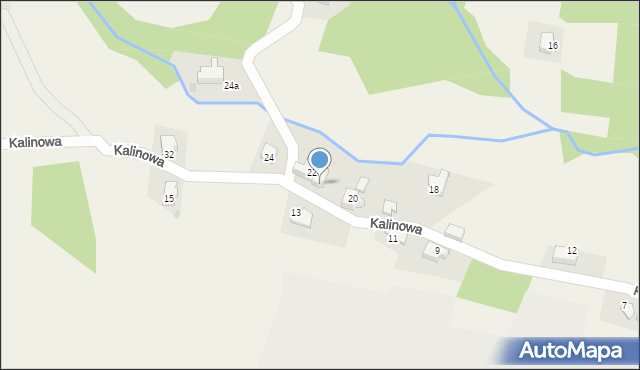 Targanice, Kalinowa, 22a, mapa Targanice