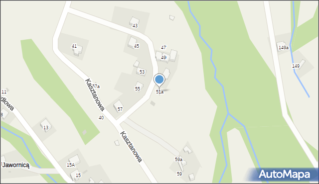 Targanice, Kasztanowa, 51a, mapa Targanice