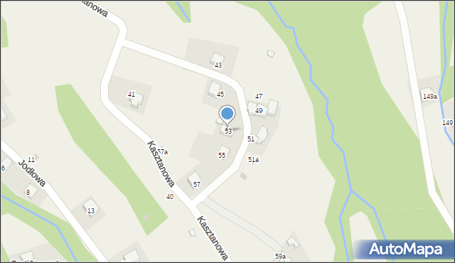 Targanice, Kasztanowa, 53, mapa Targanice