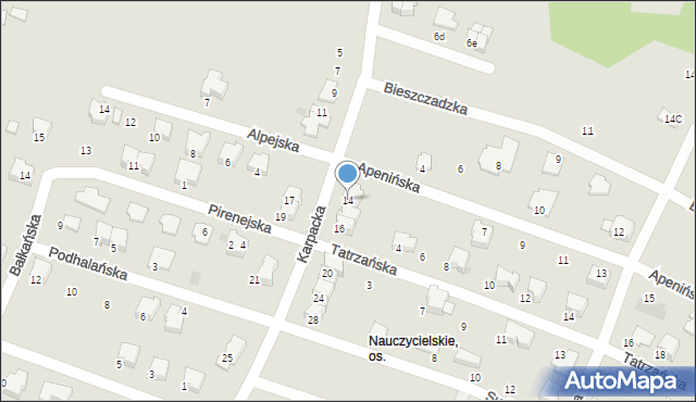 Tarnów, Karpacka, 14, mapa Tarnów