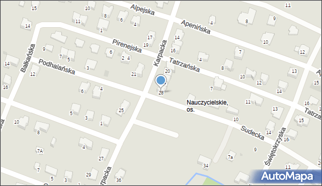 Tarnów, Karpacka, 28, mapa Tarnów