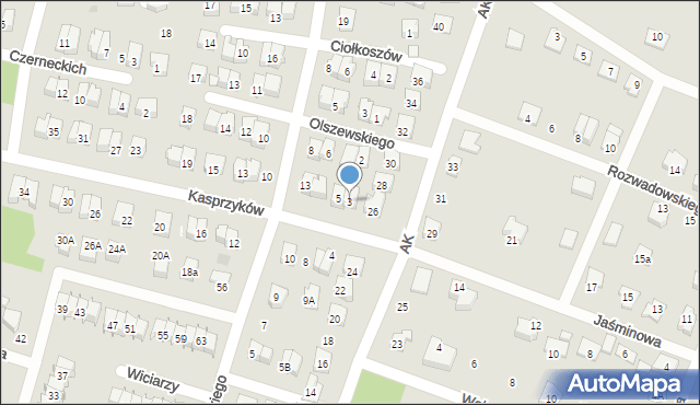 Tarnów, Kasprzyków, 3, mapa Tarnów