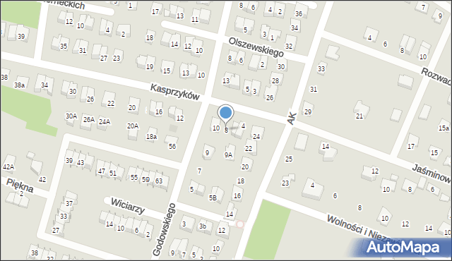 Tarnów, Kasprzyków, 8, mapa Tarnów