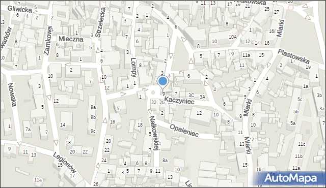 Tarnowskie Góry, Kaczyniec, 9, mapa Tarnowskie Góry