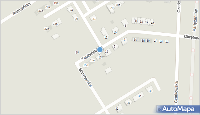 Tczew, Kapitańska, 13, mapa Tczew