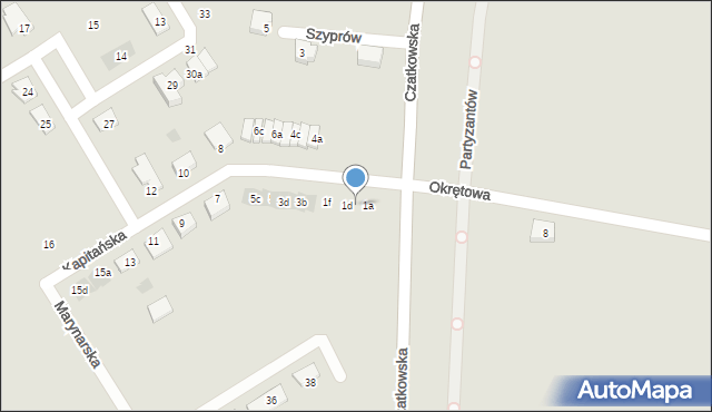 Tczew, Kapitańska, 1c, mapa Tczew