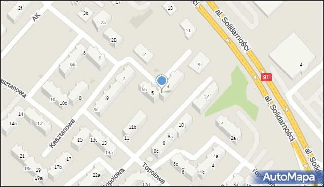 Tczew, Kasztanowa, 3c, mapa Tczew