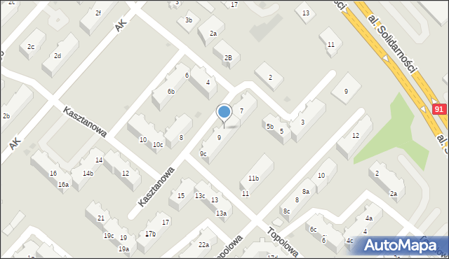 Tczew, Kasztanowa, 9a, mapa Tczew