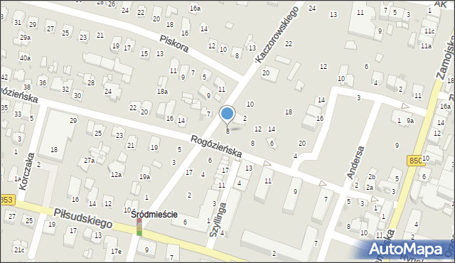 Tomaszów Lubelski, Kaczorowskiego Ryszarda, prezydenta, 8, mapa Tomaszów Lubelski