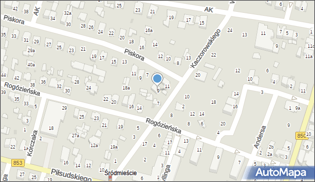 Tomaszów Lubelski, Kaczorowskiego Ryszarda, prezydenta, 9, mapa Tomaszów Lubelski