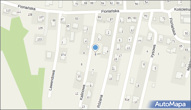 Tomice, Kalinowa, 5, mapa Tomice