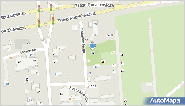 Toruń, Kałamarskiego Pawła, 34, mapa Torunia