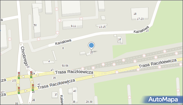 Toruń, Kanałowa, 10, mapa Torunia