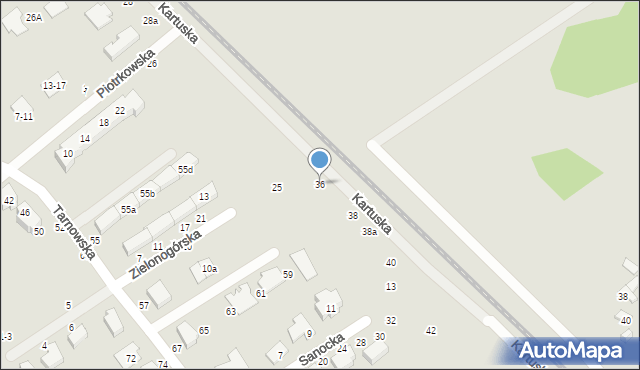 Toruń, Kartuska, 36, mapa Torunia