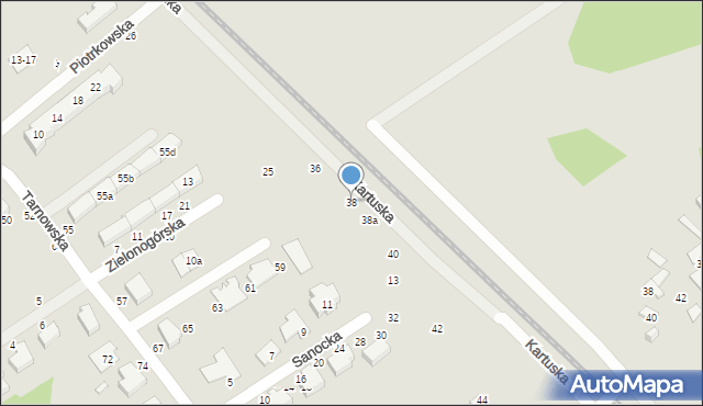 Toruń, Kartuska, 38, mapa Torunia