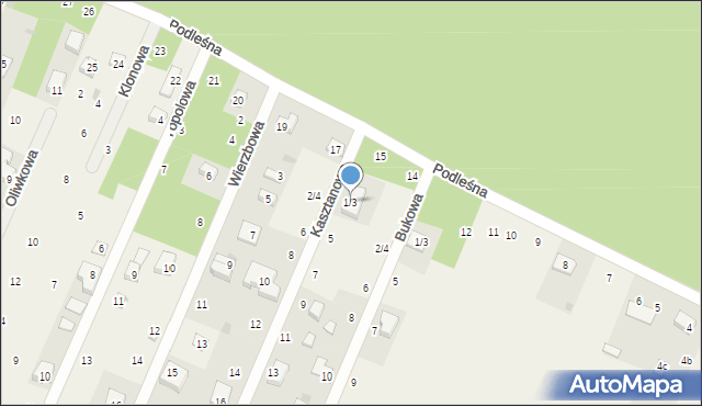 Tresta, Kasztanowa, 1/3, mapa Tresta