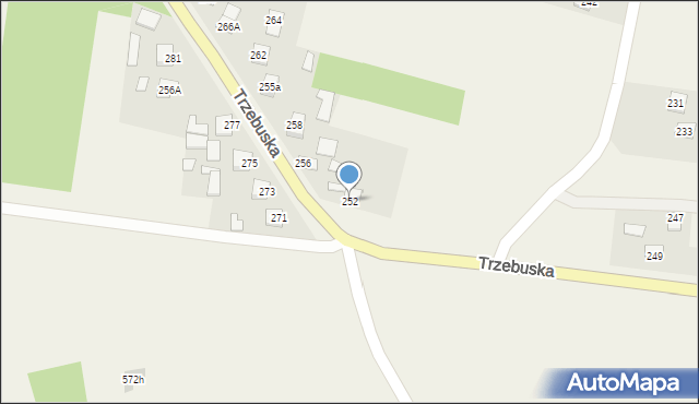 Trzebuska, Kąty Trzebuskie, 252, mapa Trzebuska