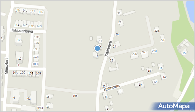 Trzemeszno, Kalinowa, 7, mapa Trzemeszno