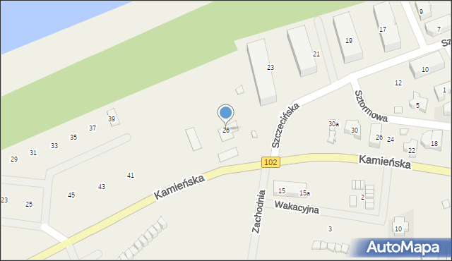 Trzęsacz, Kamieńska, 26, mapa Trzęsacz