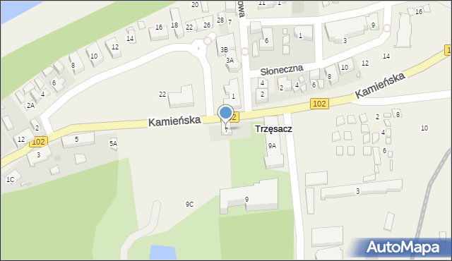 Trzęsacz, Kamieńska, 7, mapa Trzęsacz