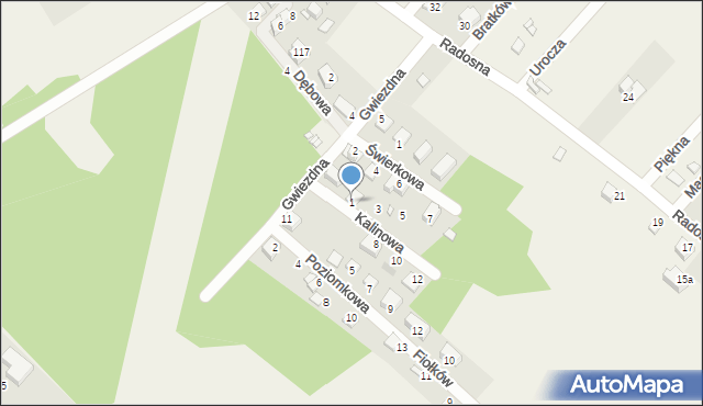 Tuliszów, Kalinowa, 1, mapa Tuliszów