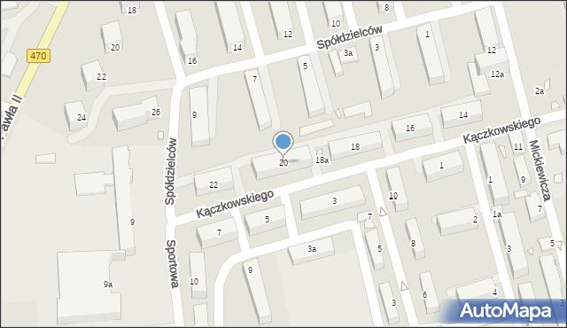 Turek, Kączkowskiego Stanisława, 20, mapa Turka