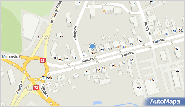 Turek, Kaliska, 74a, mapa Turka