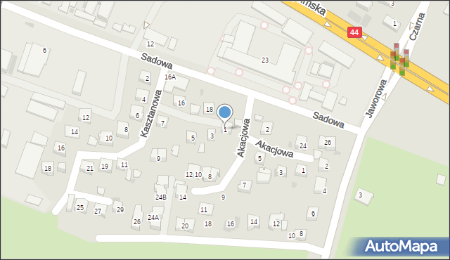 Tychy, Kasztanowa, 1, mapa Tychów