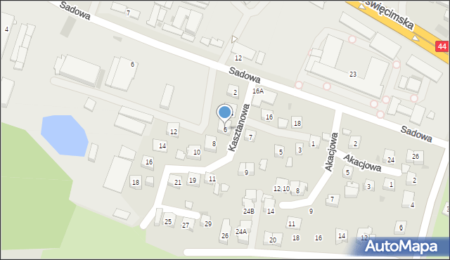 Tychy, Kasztanowa, 6, mapa Tychów