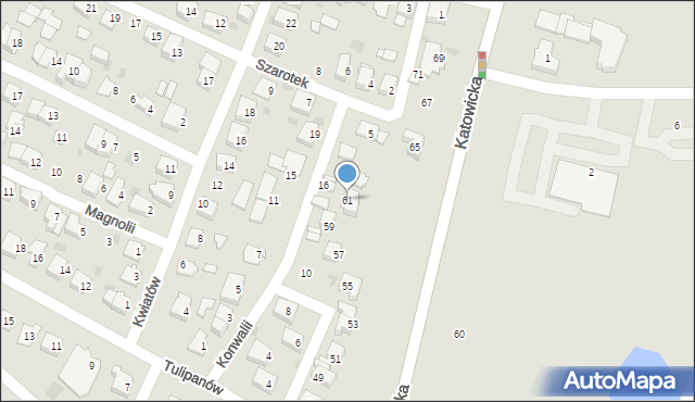 Tychy, Katowicka, 61, mapa Tych&oacute;w