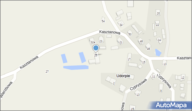 Udorpie, Kasztanowa, 25, mapa Udorpie