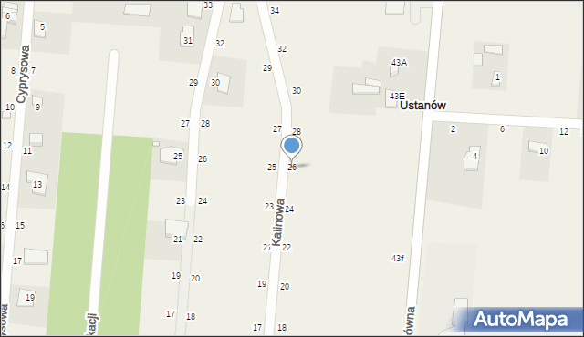 Ustanów, Kalinowa, 26, mapa Ustanów