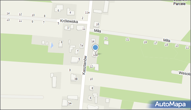 Ustanów, Kasztanów, 12a, mapa Ustanów