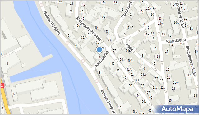 Ustka, Kaszubska, 1, mapa Ustka