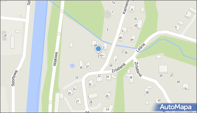 Ustroń, Kamieniec, 1, mapa Ustroń