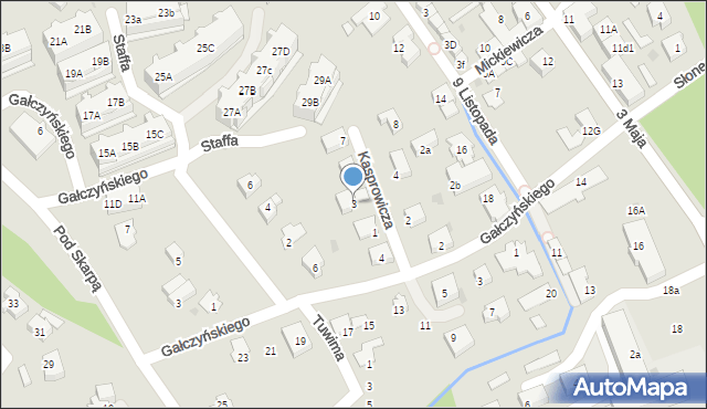 Ustroń, Kasprowicza Jana, 3, mapa Ustroń