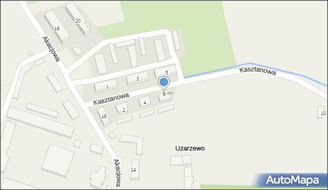 Uzarzewo, Kasztanowa, 6, mapa Uzarzewo